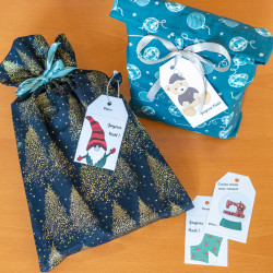 Etiquettes illustrées pour cadeaux de Noël, PDF à imprimer et découper