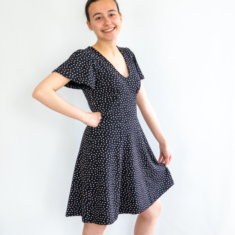 Patron PDF robe jersey Capucine, du 34 au 56