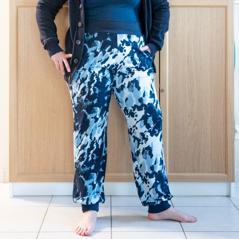 Patron PDF pantalon pyjama sportwear femme Camomille, du 34 au 56