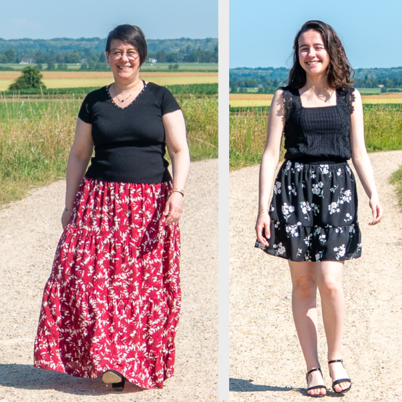 Patron PDF débutant jupe bohème Mirabelle, du 34 au 56