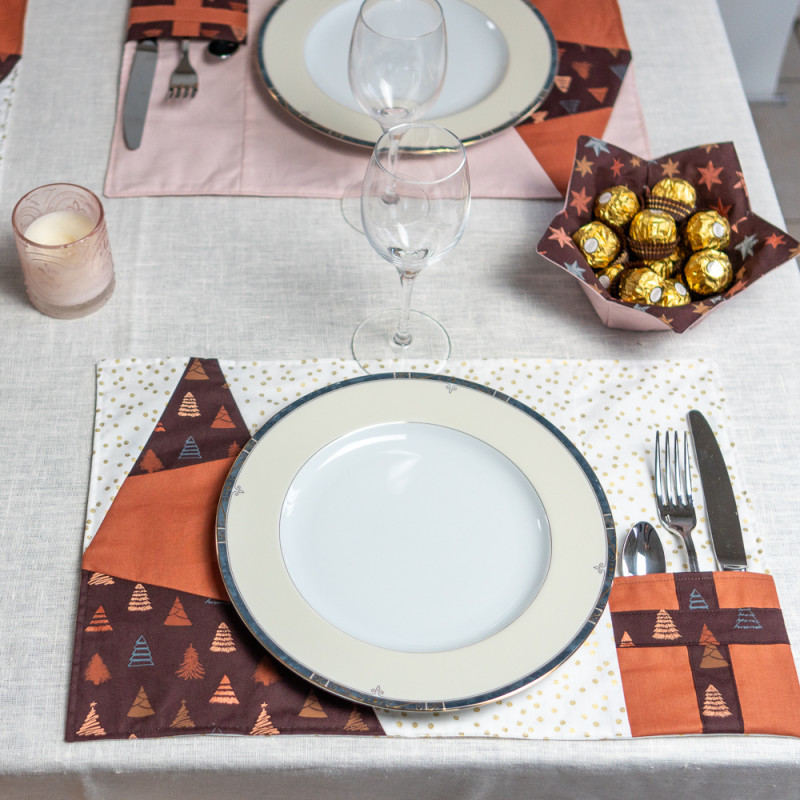 Tuto couture facile et patron PDF d'un set de table Sapin de Noël