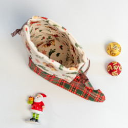 Tuto couture et patron PDF de pochette cadeau Botte de lutin de Noël