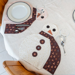 Tuto couture facile et patron PDF d'un set de table Bonhomme de neige
