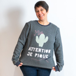 Patron PDF sweat pull mixte Grenade, du XS au 3XL, 2 statures