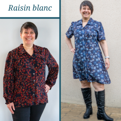 Patron PDF robe chemise Raisin noir, du 34 au 56, 4 statures