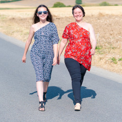 Patron PDF robe et tunique asymétrique, 34 au 52, 4 statures