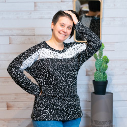 Patron PDF couture pull Poivre et sel, du 34 au 56, 4 statures