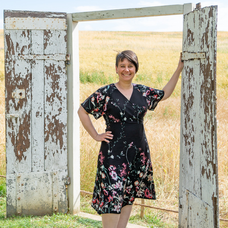 Patron PDF robe blouse portefeuille Sésame, du 34 au 56