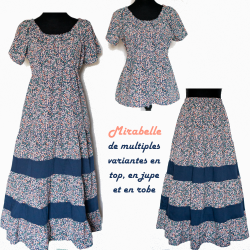 Patron PDF débutant robe, blouse, jupe Mirabelle, du 34 au 56