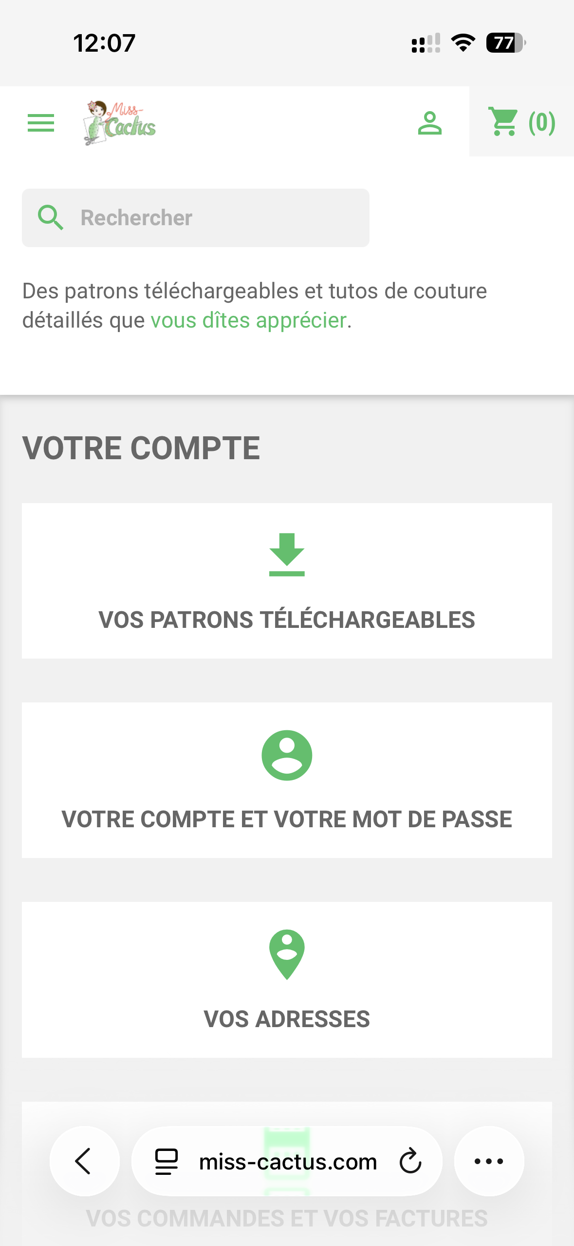 Espace client sur téléphone